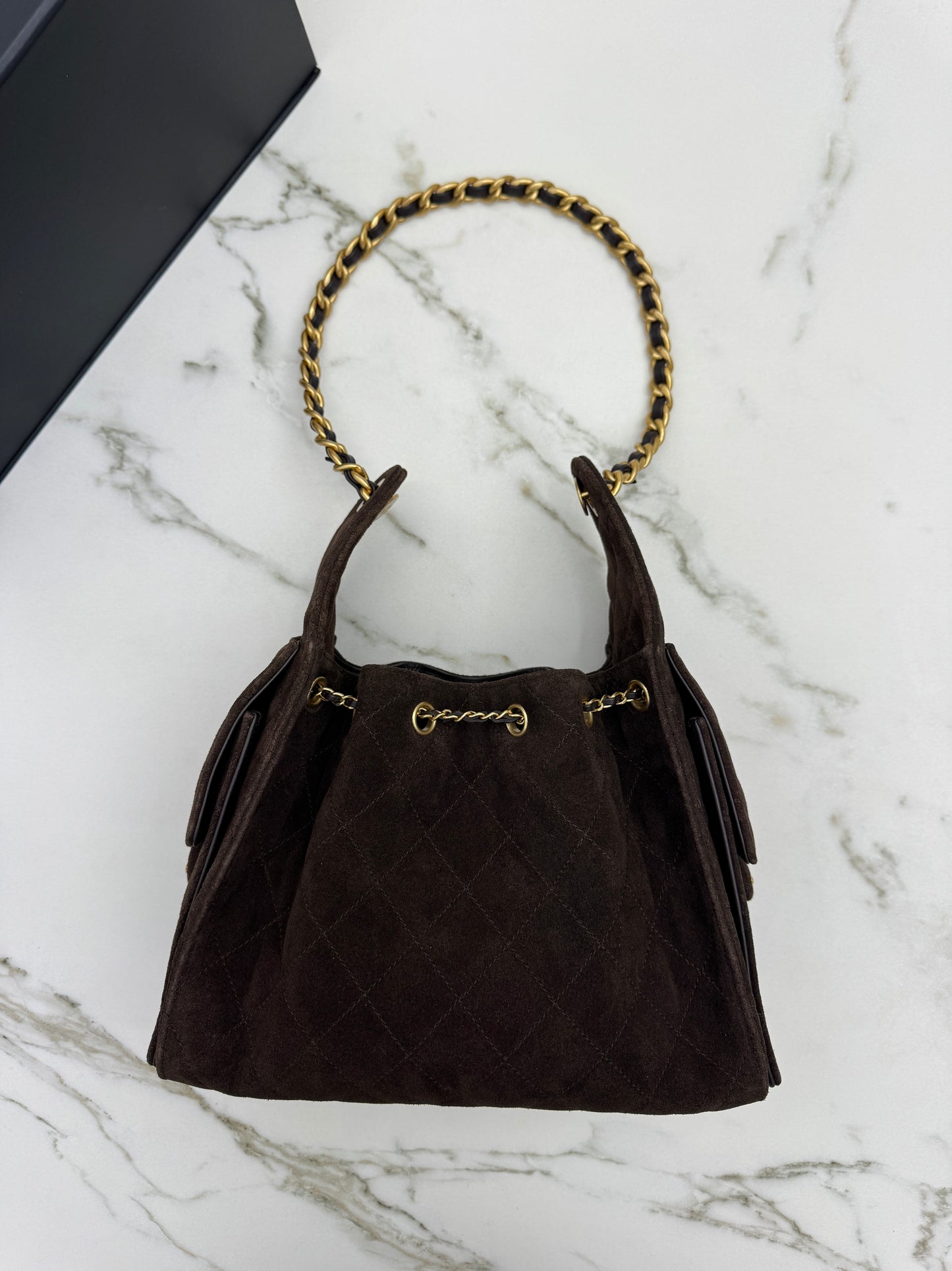 CHANEL 25Bag 麂皮深棕色 Small