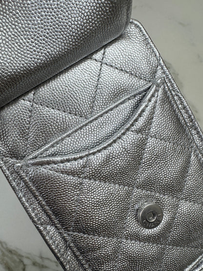 CHANEL Mini 25 Bag 銀色荔枝皮銀扣 Silver Caviar Calfskin PHW
