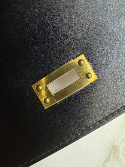 HERMES Mini Kelly I 黑金 Box皮 Kelly Pochette