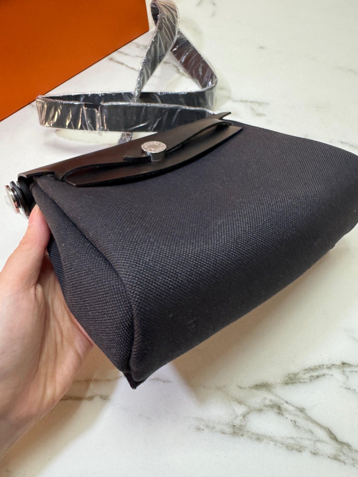 HERMES Mini Herbag 黑銀