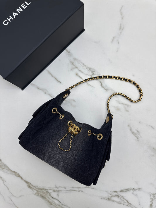 CHANEL Mini 25 Bag 黑牛仔26C