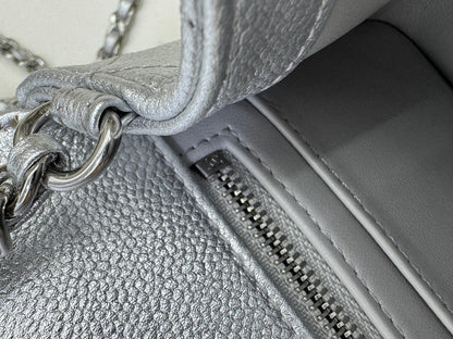 CHANEL 25B調節扣 銀色方胖子 Mini CF Square Caviar Calfskin