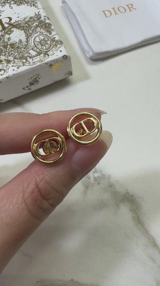 DIOR CD圓形鏤空耳環